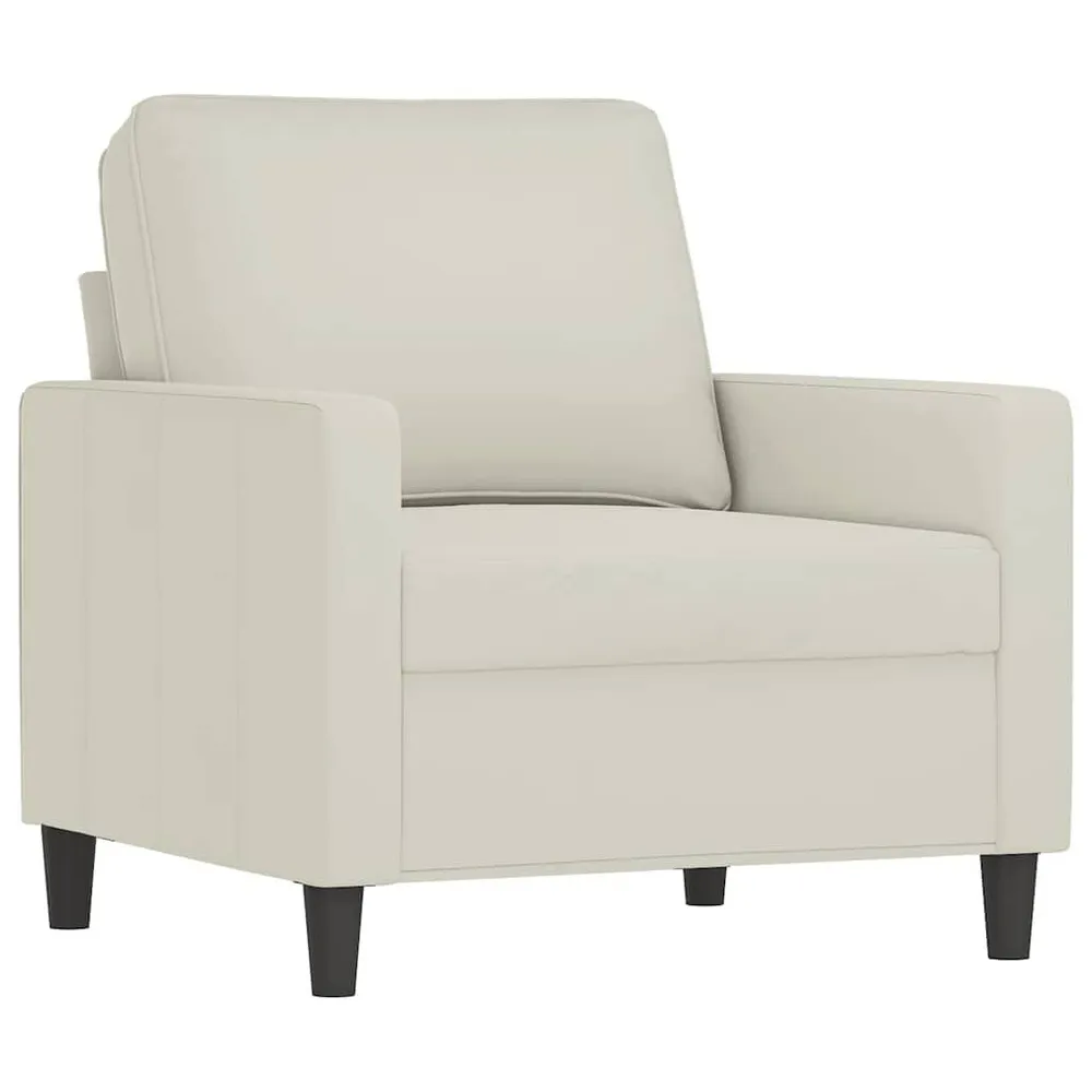 3 pcs conjunto de sofás com almofadões veludo cor creme para Sofá
