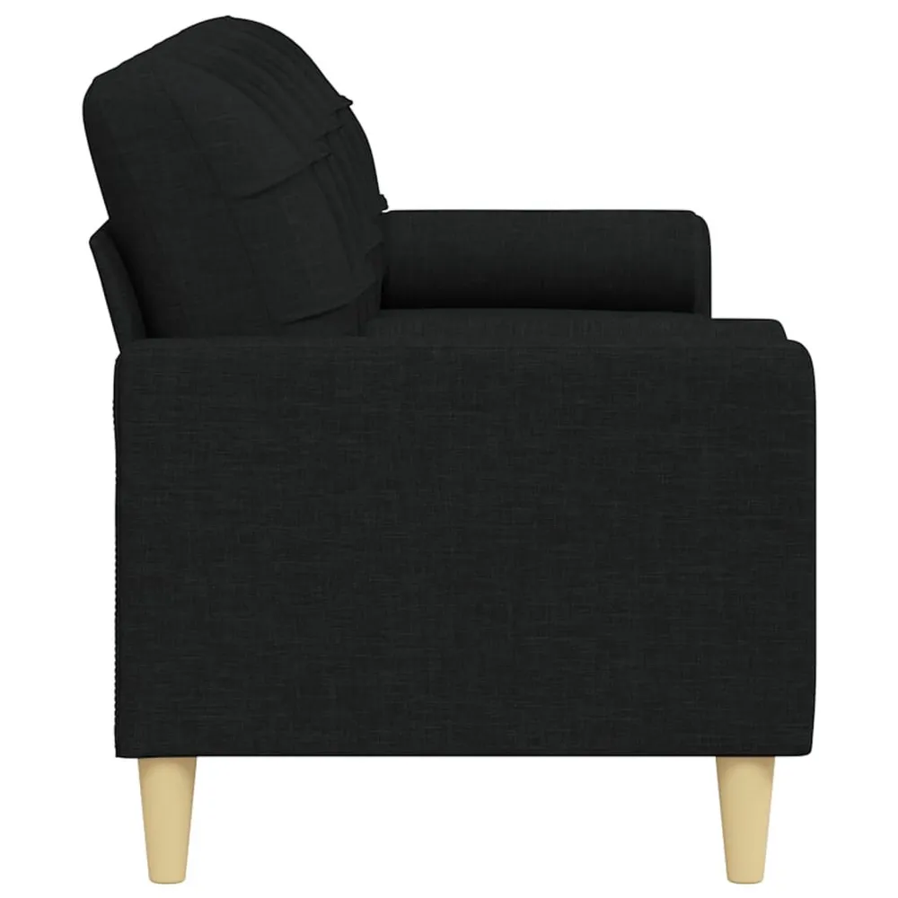 Sofá 3 lugares com almofadas decorativas 210 cm tecido preto Estampada