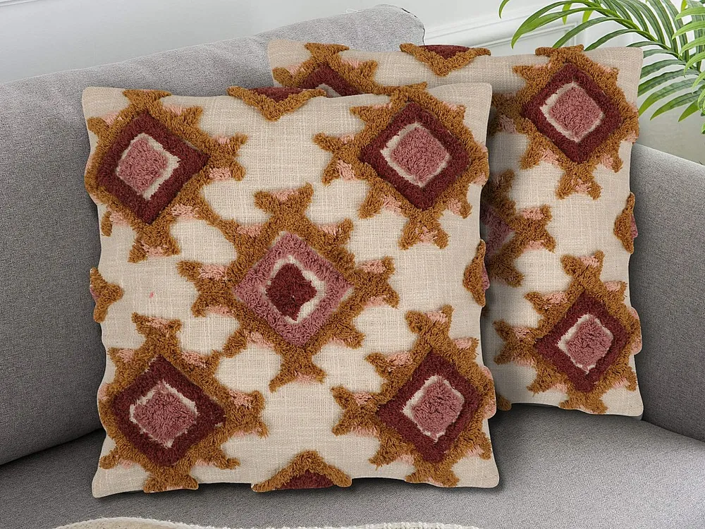 Almofada de Veludo Conjunto de 2 almofadas tufadas 45 x 45 cm algodão colorido - MAGNA