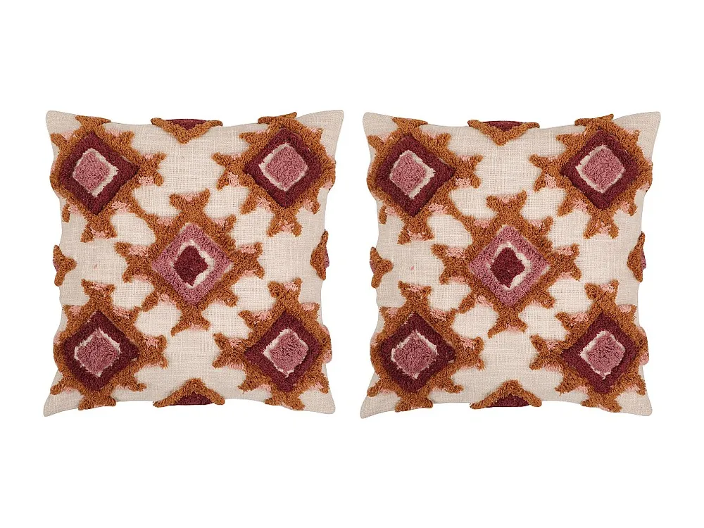 Almofada de Veludo Conjunto de 2 almofadas tufadas 45 x 45 cm algodão colorido - MAGNA