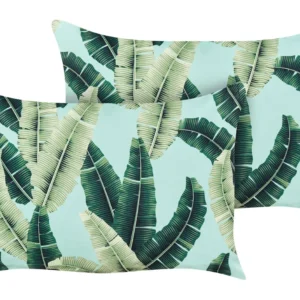 Conjunto de 2 almofadas de jardim com tradicional de folhas verdes 40 x 60 cm BOISSANO