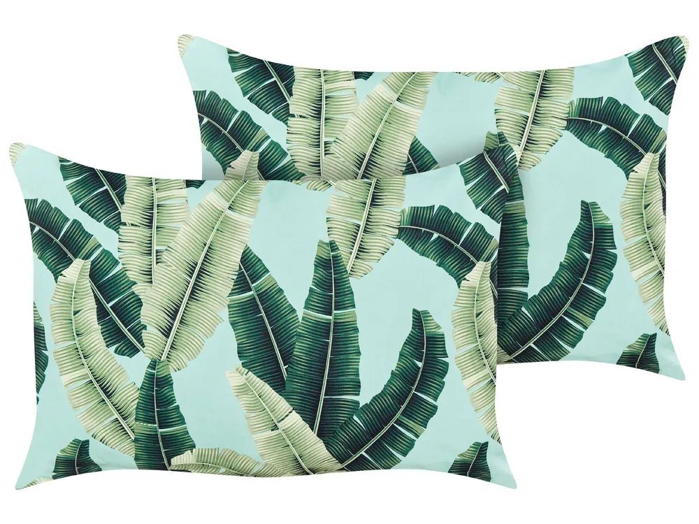 Conjunto de 2 almofadas de jardim com tradicional de folhas verdes 40 x 60 cm BOISSANO