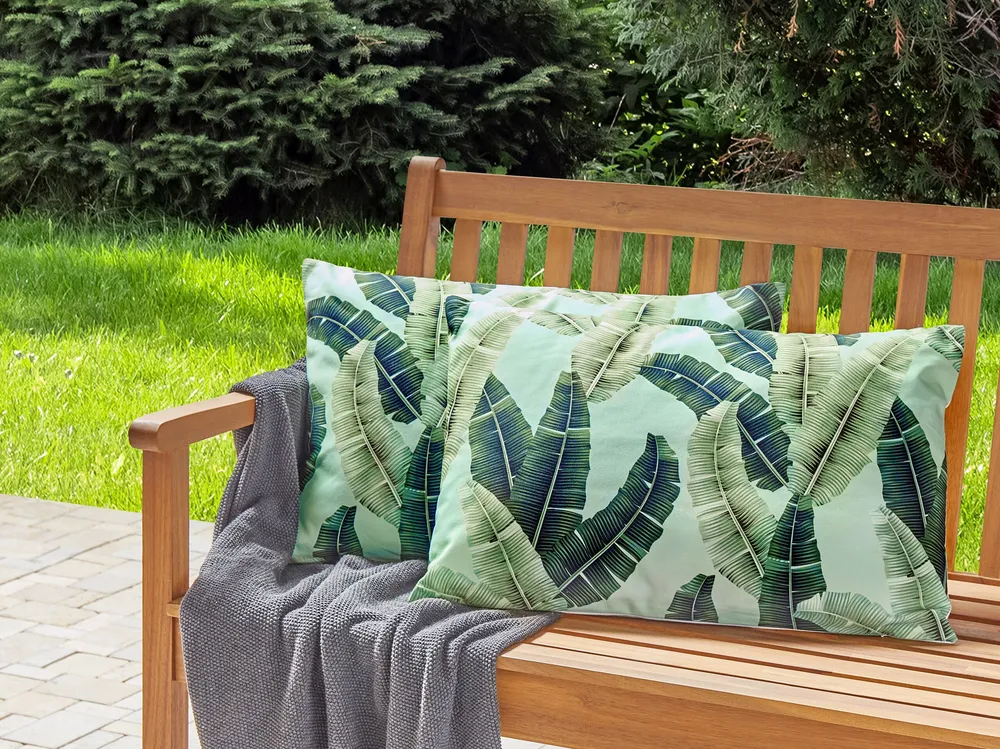 Conjunto de 2 almofadas de jardim com tradicional de folhas verdes 40 x 60 cm BOISSANO