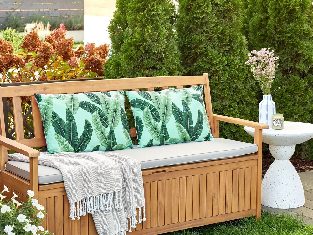 Conjunto de 2 almofadas de jardim com tradicional de folhas verdes 40 x 60 cm BOISSANO