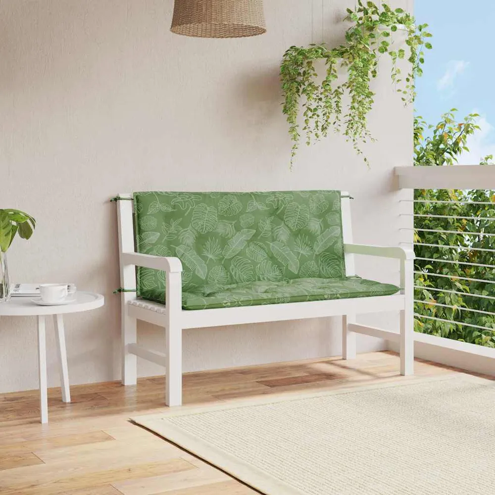 Almofadões banco jardim 2 pcs 120x50x7 cm tecido padrão folhas vidaXL