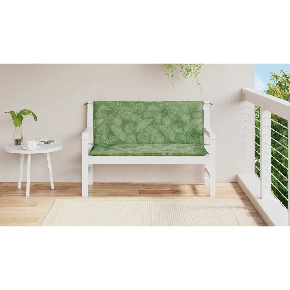 Almofadões banco jardim 2 pcs 120x50x7 cm tecido padrão folhas vidaXL