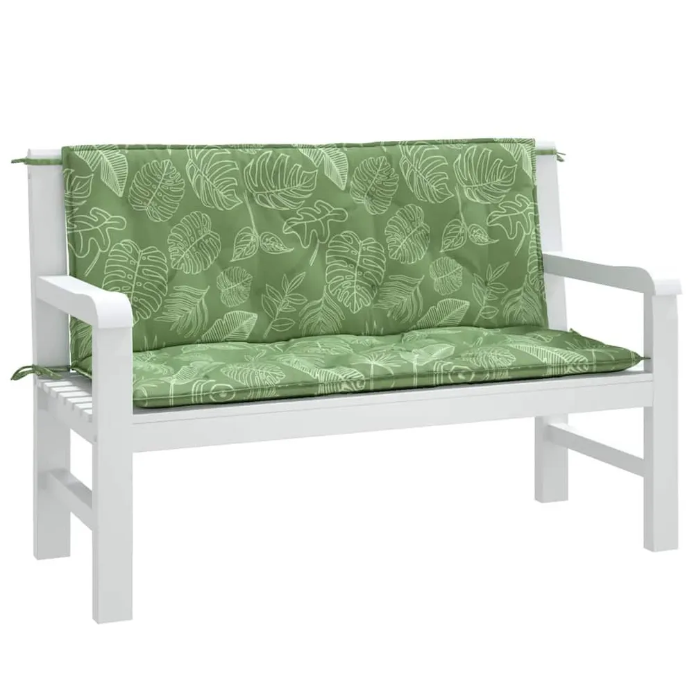 Almofadões banco jardim 2 pcs 120x50x7 cm tecido padrão folhas vidaXL