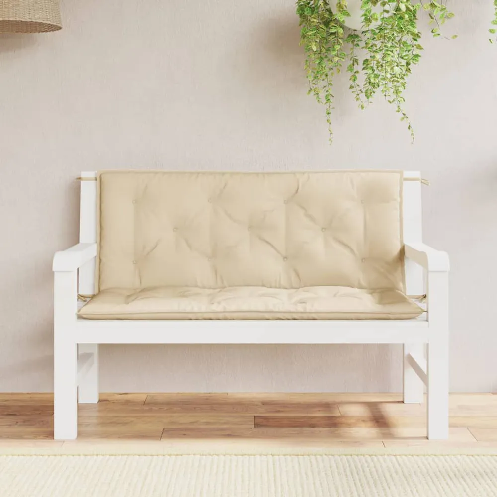 Almofadões banco jardim 2 pcs 120x50x7cm tecido oxford bege vidaXL