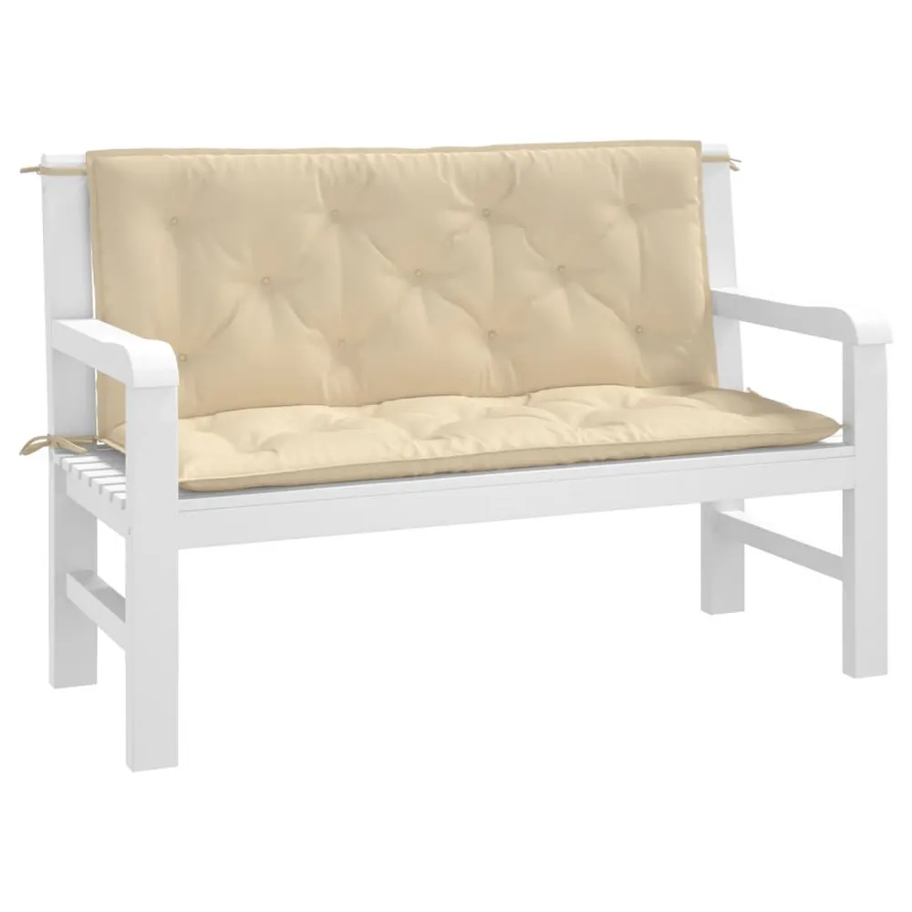 Almofadões banco jardim 2 pcs 120x50x7cm tecido oxford bege vidaXL
