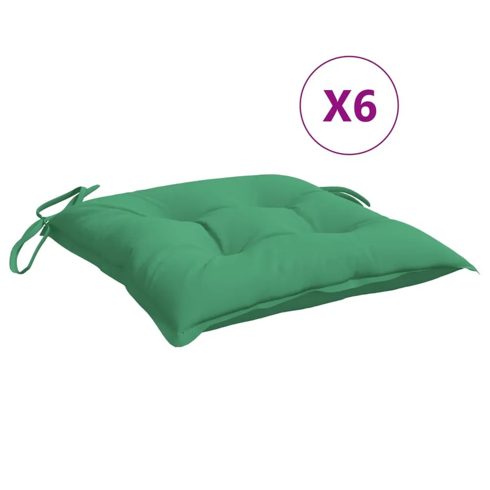 Almofadões de cadeira 6 pcs 40x40x7 cm tecido oxford verde vidaXL