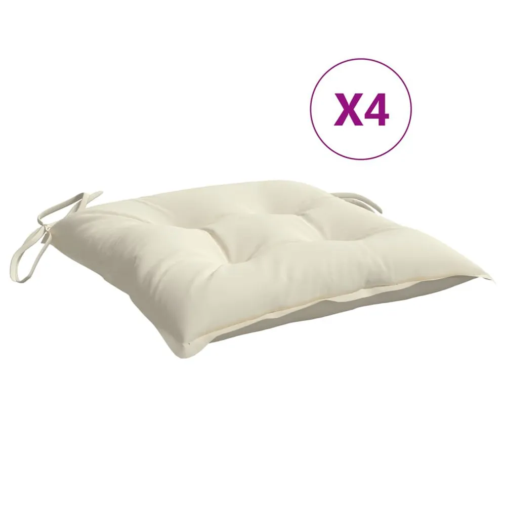Almofadões de cadeira 4 pcs 40x40x7cm tecido oxford branco nata vidaXL