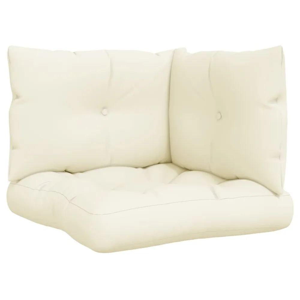 Almofadões de paletes 3 pcs tecido creme vidaXL