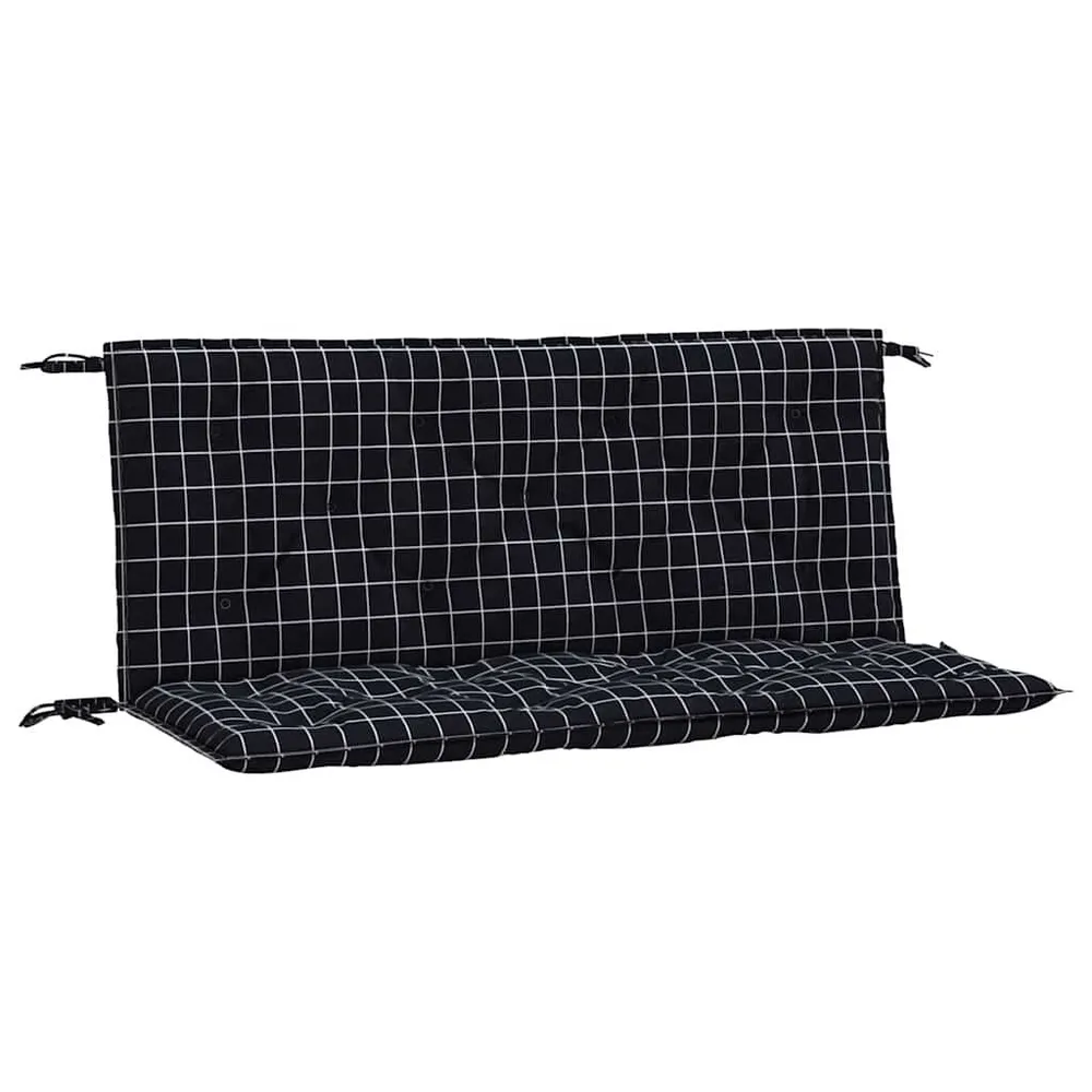 Almofadões para banco jardim 2 pcs 120x50x7cm tecido xadrez preto vidaXL