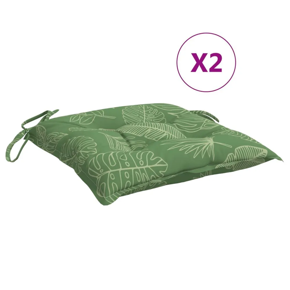 Almofadões para cadeira 2 pcs 40x40x7 cm tecido padrão folhas vidaXL