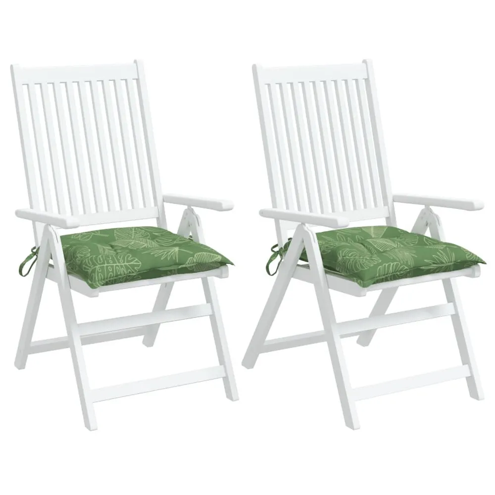 Almofadões para cadeira 2 pcs 40x40x7 cm tecido padrão folhas vidaXL