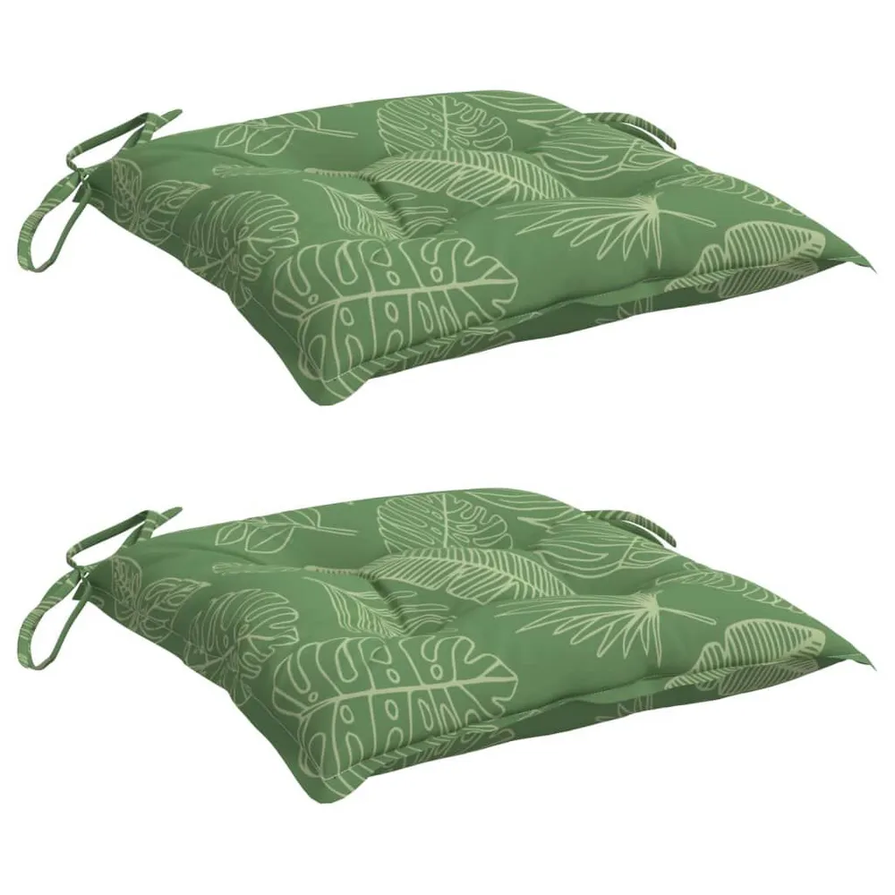 Almofadões para cadeira 2 pcs 50x50x7 cm tecido padrão folhas vidaXL