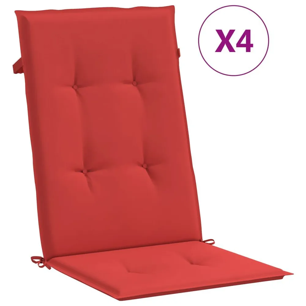 Almofadões para cadeiras altas de jardim 4 pcs tecido vermelho vidaXL
