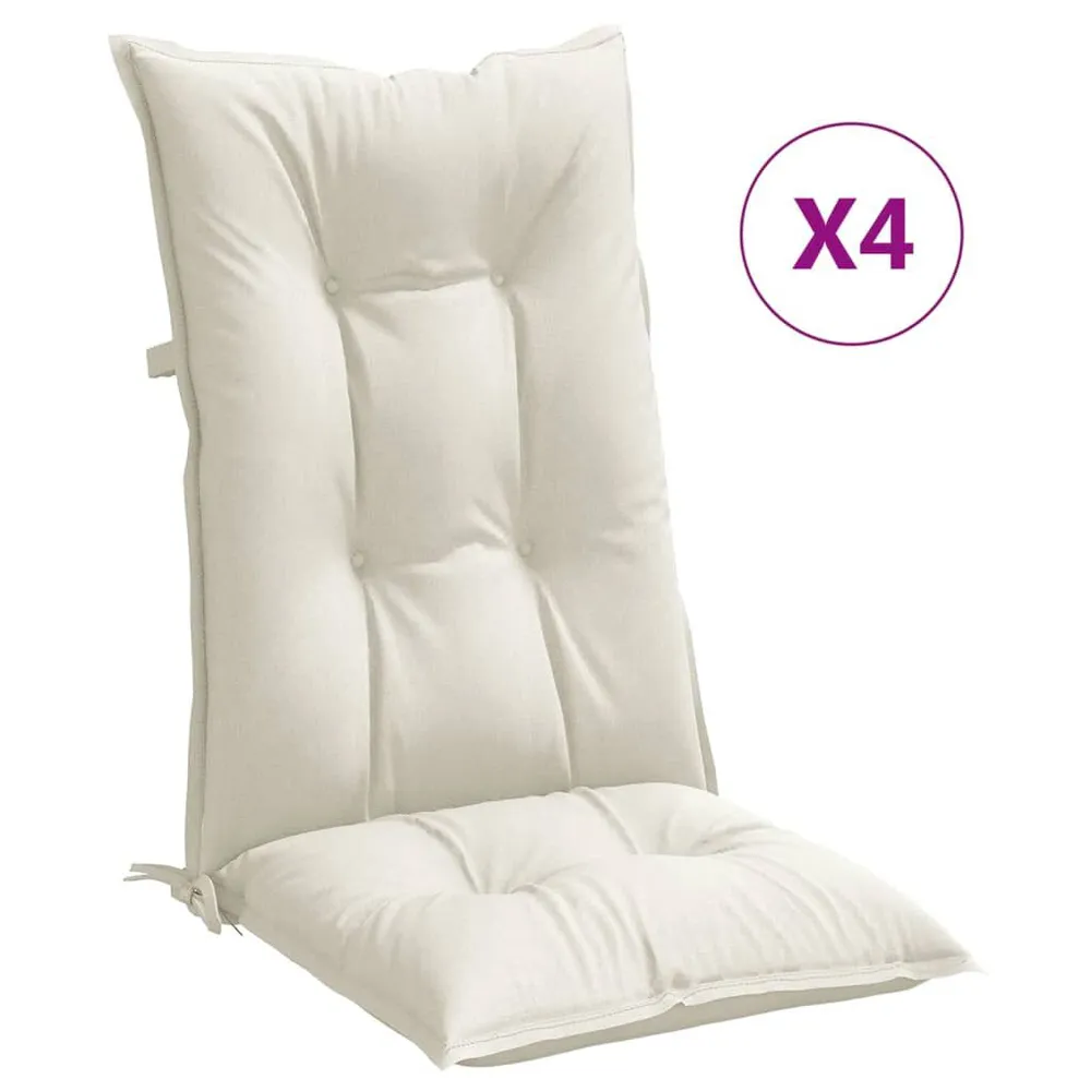 Almofadões para cadeiras altas 4 pcs mesclado tecido creme vidaXL