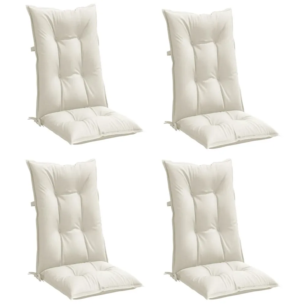 Almofadões para cadeiras altas 4 pcs mesclado tecido creme vidaXL