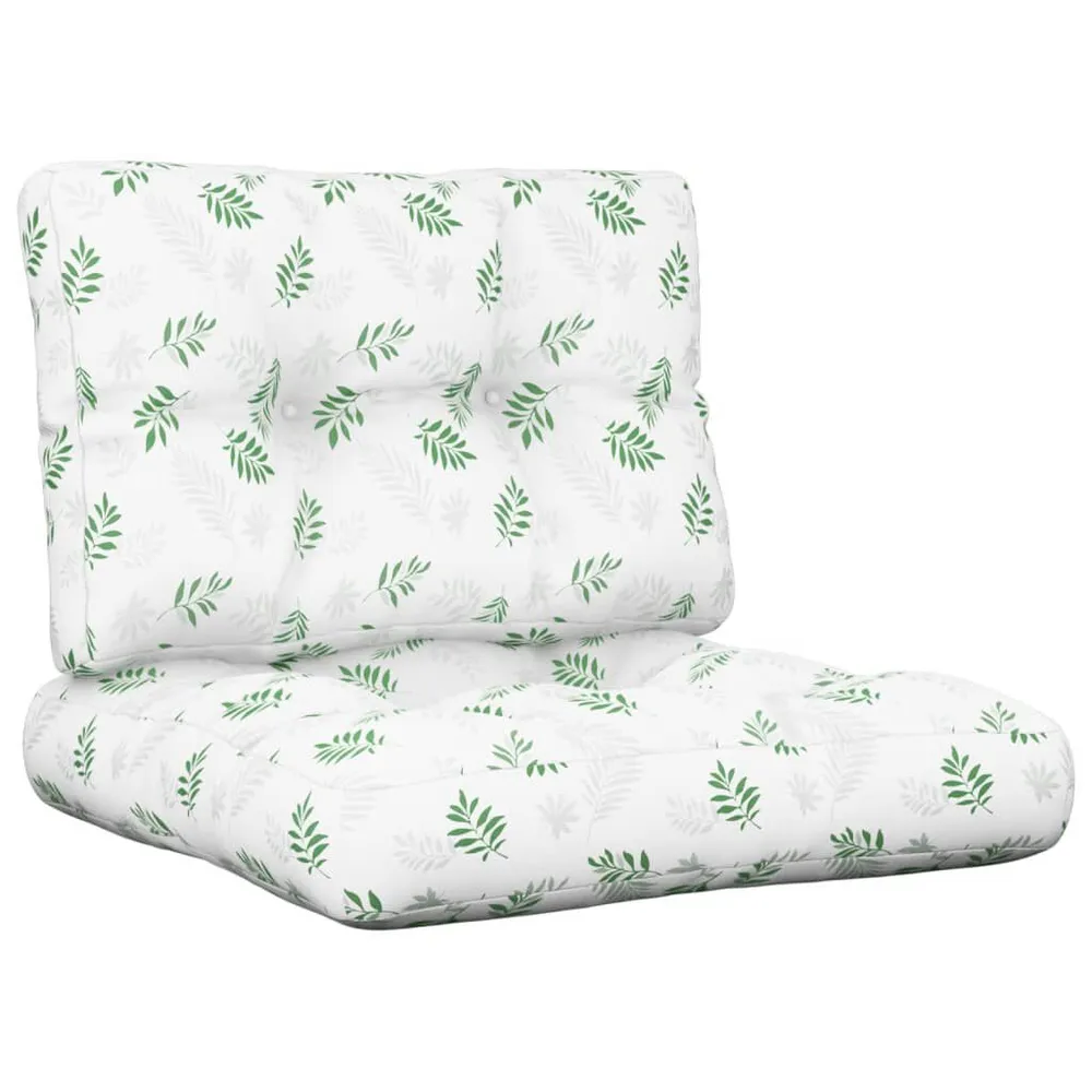 Almofadões para sofás de paletes 2 pcs tecido padrão de folhas vidaXL