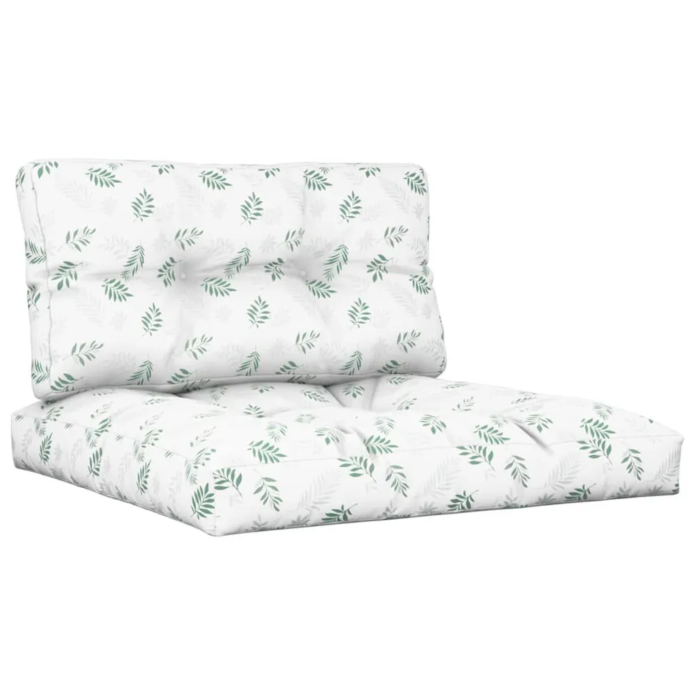 Almofadões para sofás de paletes 2 pcs tecido padrão de folhas vidaXL