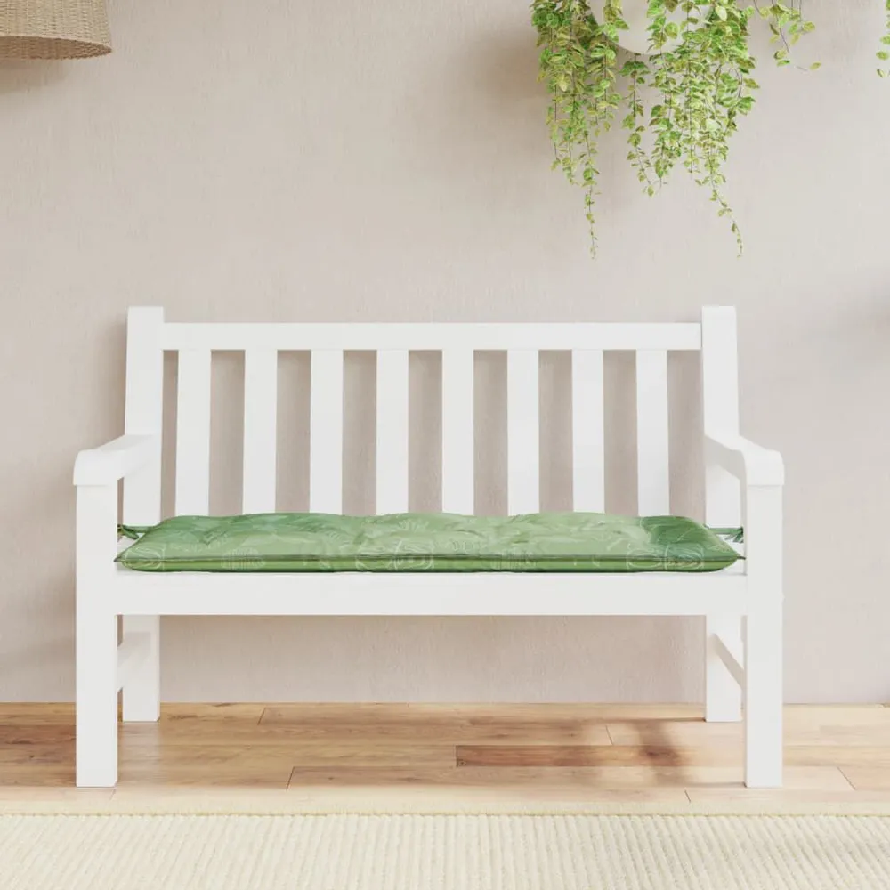 Almofadão para banco de jardim 120x50x7 cm tecido padrão folhas vidaXL