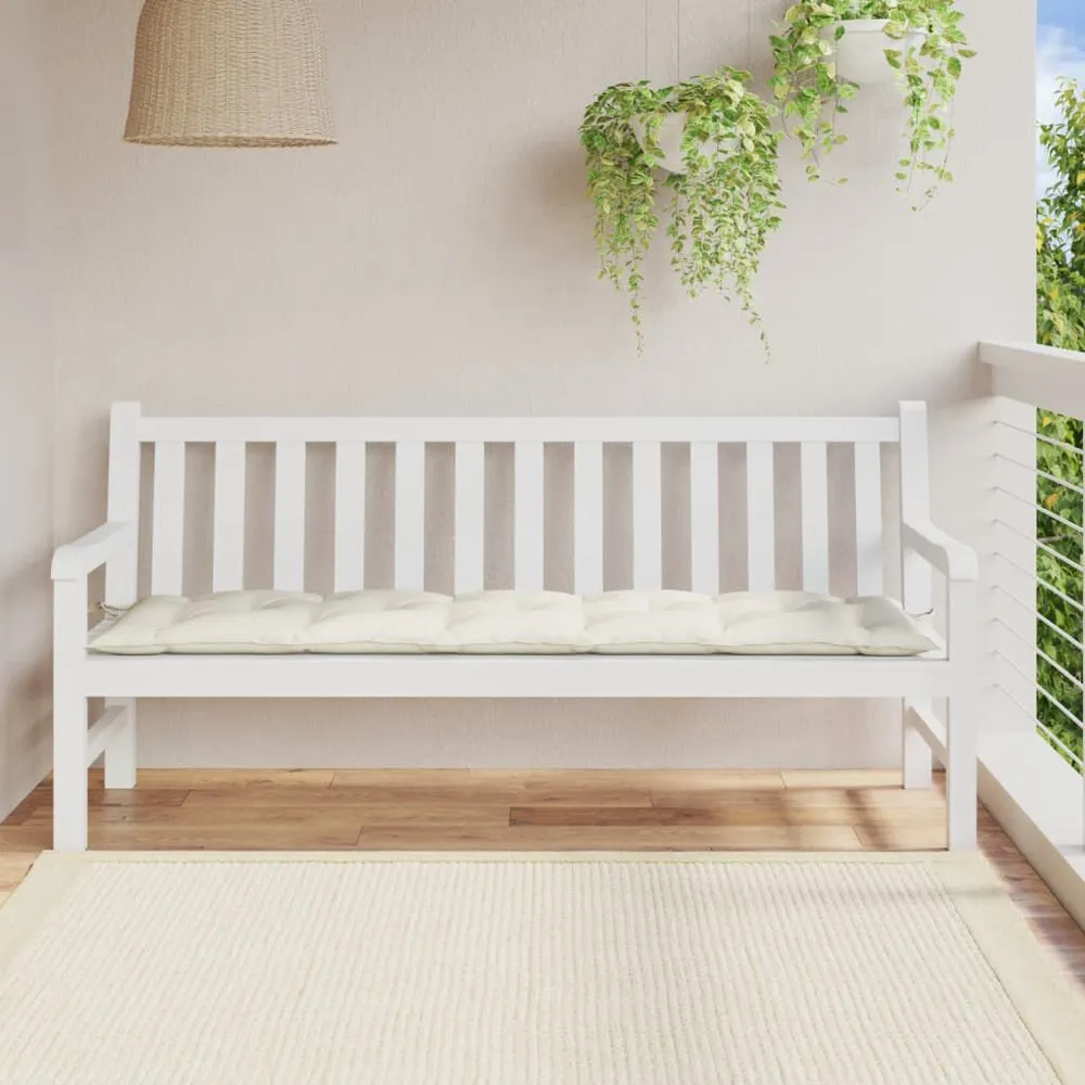 Almofadão para banco de jardim 180x50x7cm mesclado tecido creme vidaXL