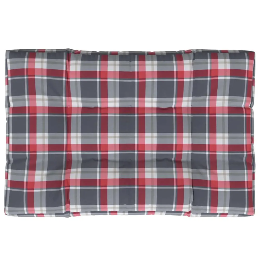 Almofadão para sofá de paletes 120x80x12cm tecido xadrez vermelho vidaXL