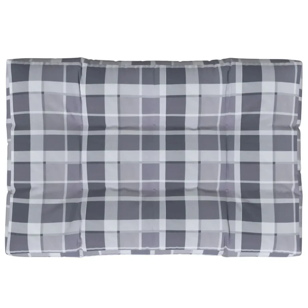 Almofadão para sofá de paletes 120x80x12cm tecido xadrez cinzento vidaXL