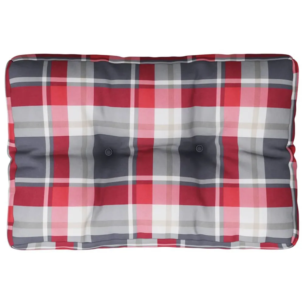 Almofadão para sofá de paletes 50x40x12 cm tecido xadrez vermelho vidaXL