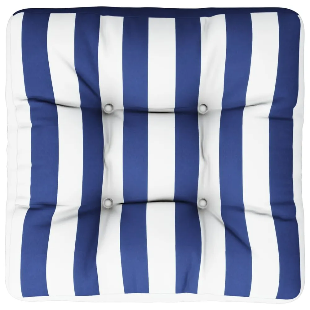 Almofadão para sofá de paletes 60x60x12 cm tecido azul/branco vidaXL