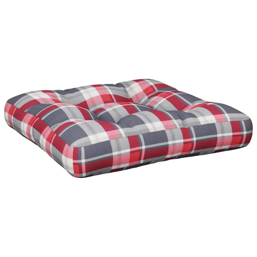 Almofadão para sofá de paletes 60x60x12 cm tecido xadrez vermelho vidaXL