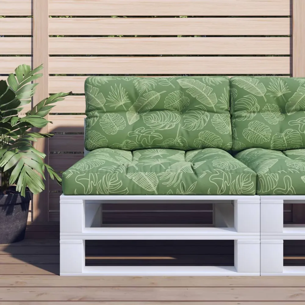 Almofadão para sofá de paletes 70x40x12 cm tecido padrão folhas vidaXL