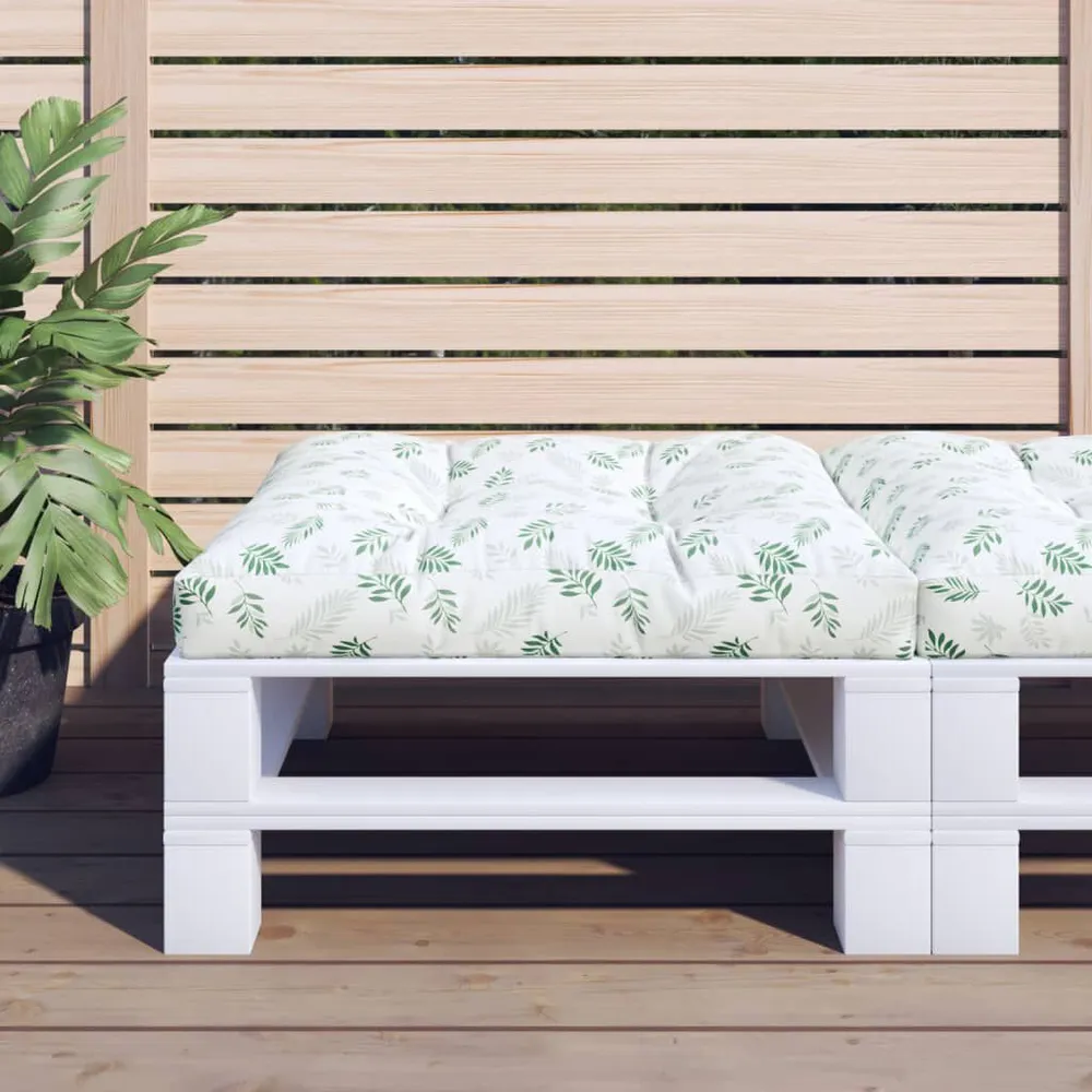Almofadão para sofá de paletes 70x70x12 cm tecido padrão folhas vidaXL