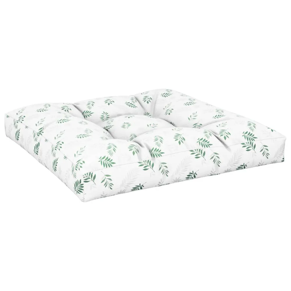 Almofadão para sofá de paletes 70x70x12 cm tecido padrão folhas vidaXL