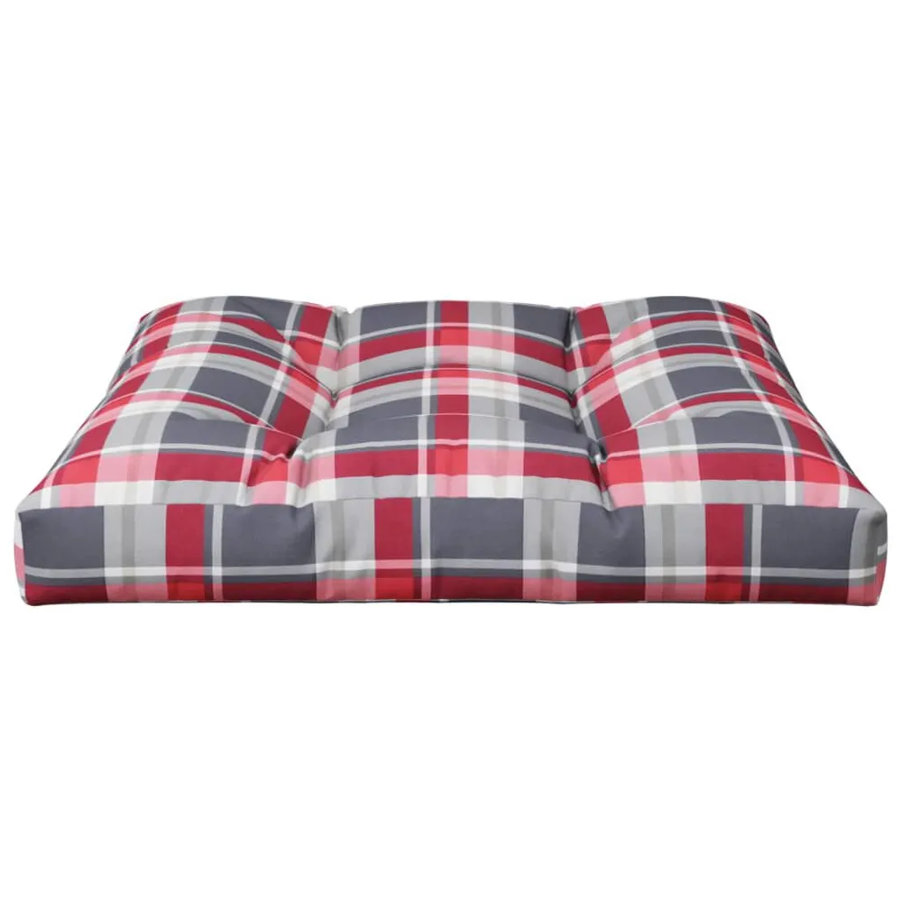 Almofadão para sofá de paletes 70x70x12 cm tecido xadrez vermelho vidaXL