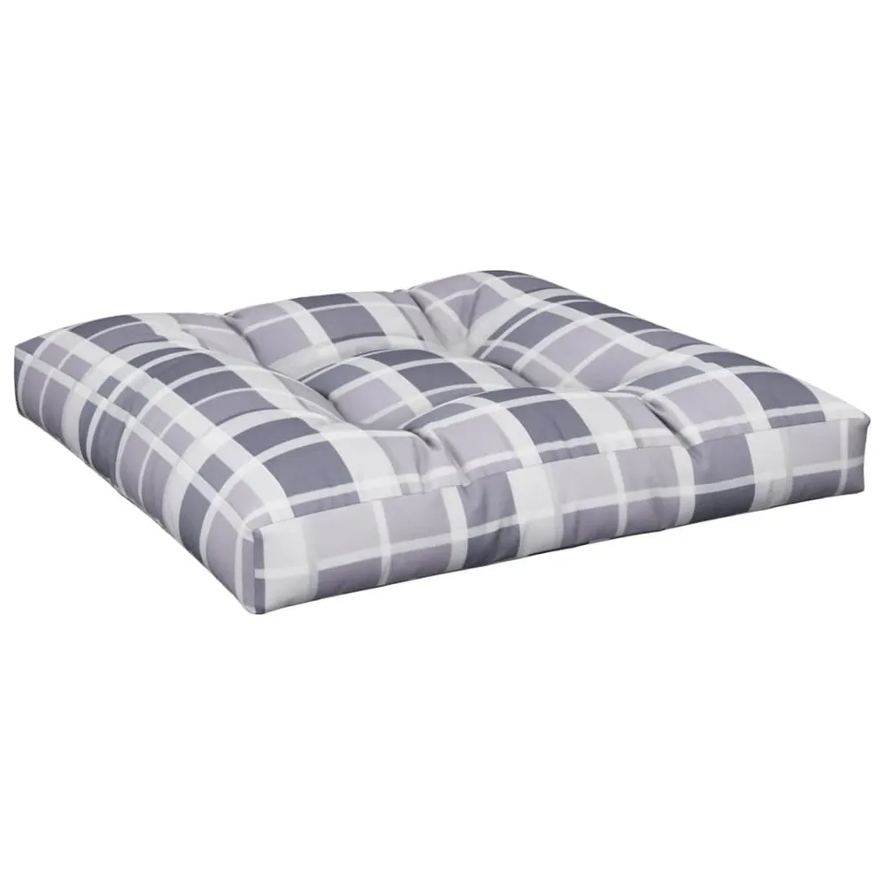 Almofadão para sofá de paletes 70x70x12 cm tecido xadrez cinzento vidaXL