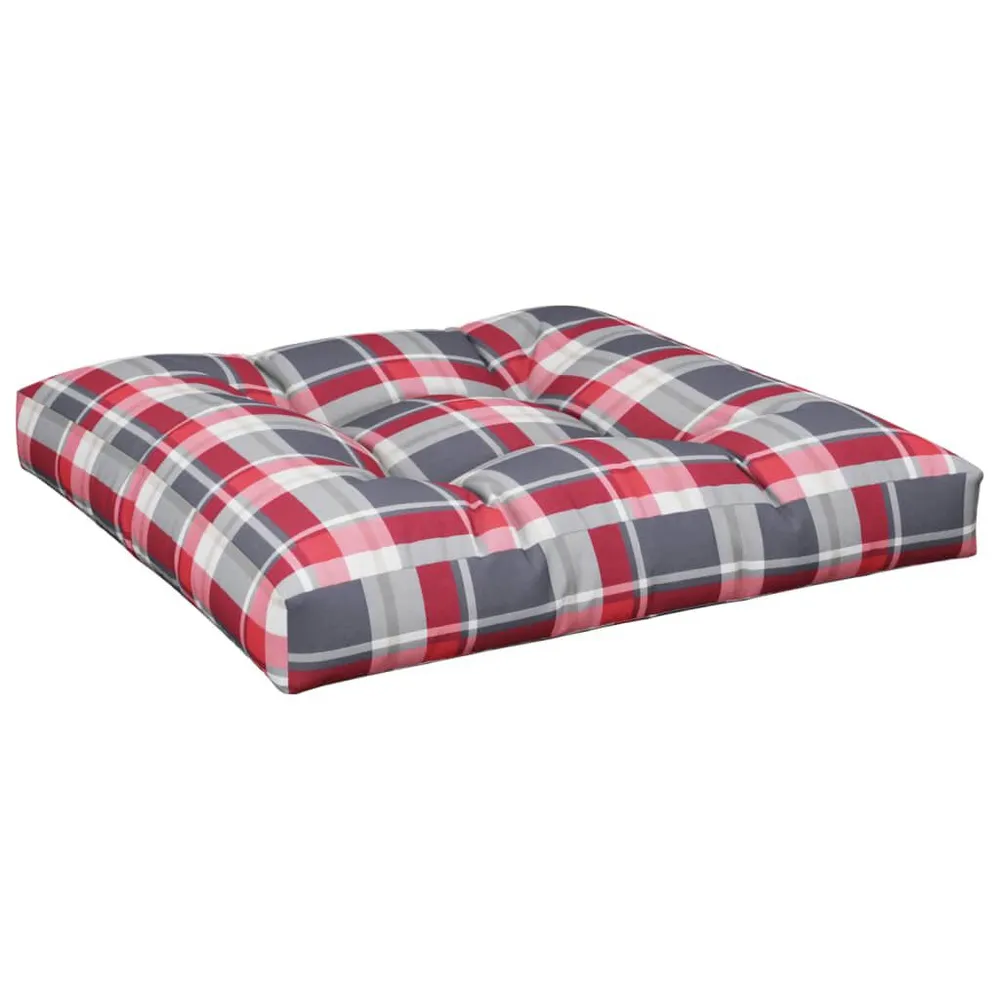 Almofadão para sofá de paletes 80x80x12 cm tecido xadrez vermelho vidaXL
