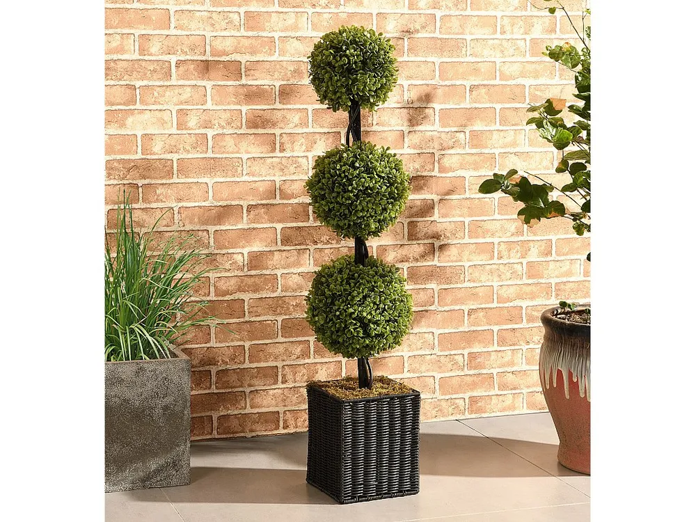 Planta, árvore, arbusto artificial buxo 3 bolas . 90 x D. 18 cm verde - PILANA