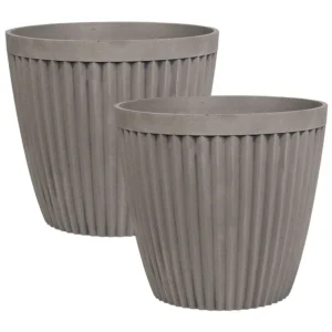Set 2 Plant Pots ⌀ 44 cm Taupe POKA