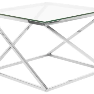 Glass Top Coffee Table Silver BEVERLY