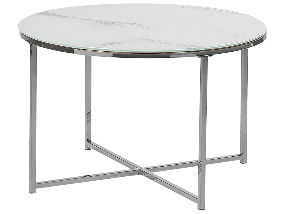 Marble Effect Coffee Table Marfim Silver QUINCY