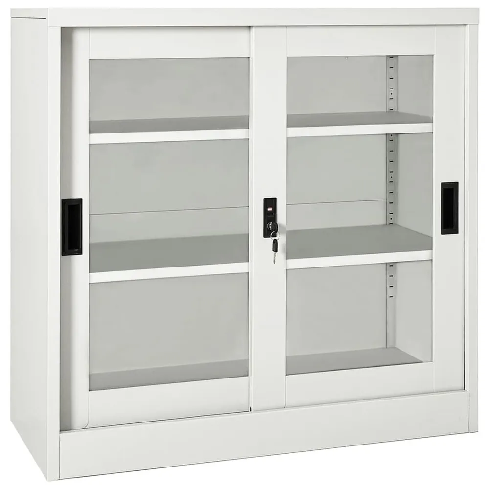 Armário com porta deslizante ço 90x40x90 cm cinzento-claro Dimensões 180x90x40 cm