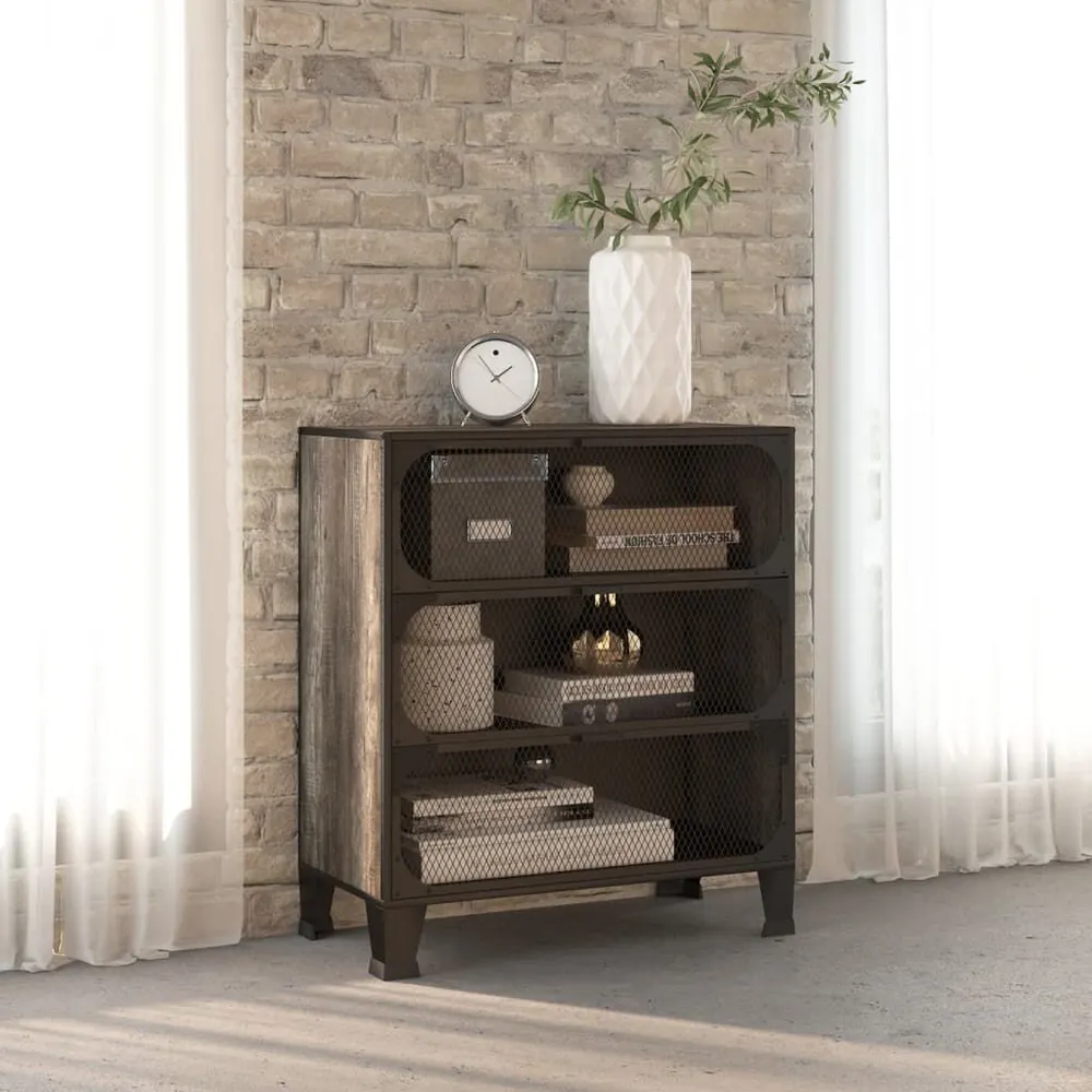 Móvel Articulado Armário de arrumação 72x36x82 cm metálico e MDF cinzento