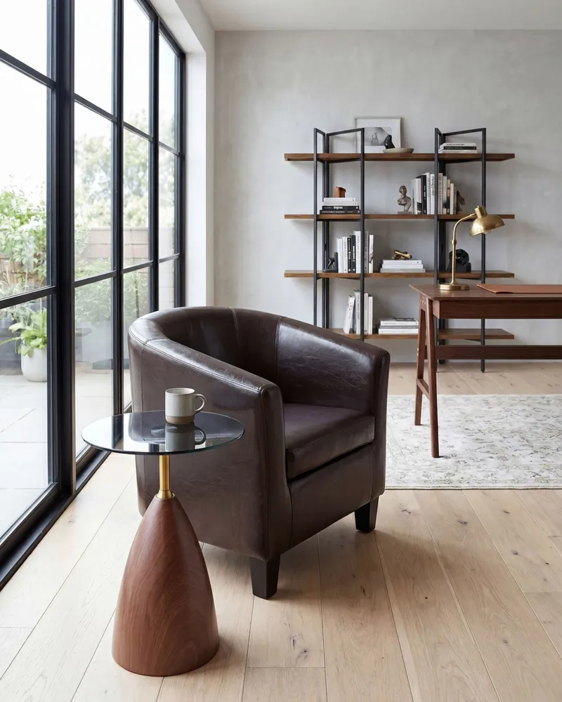 Armchair BORWICK Faux Couro legítimo Dark Brown