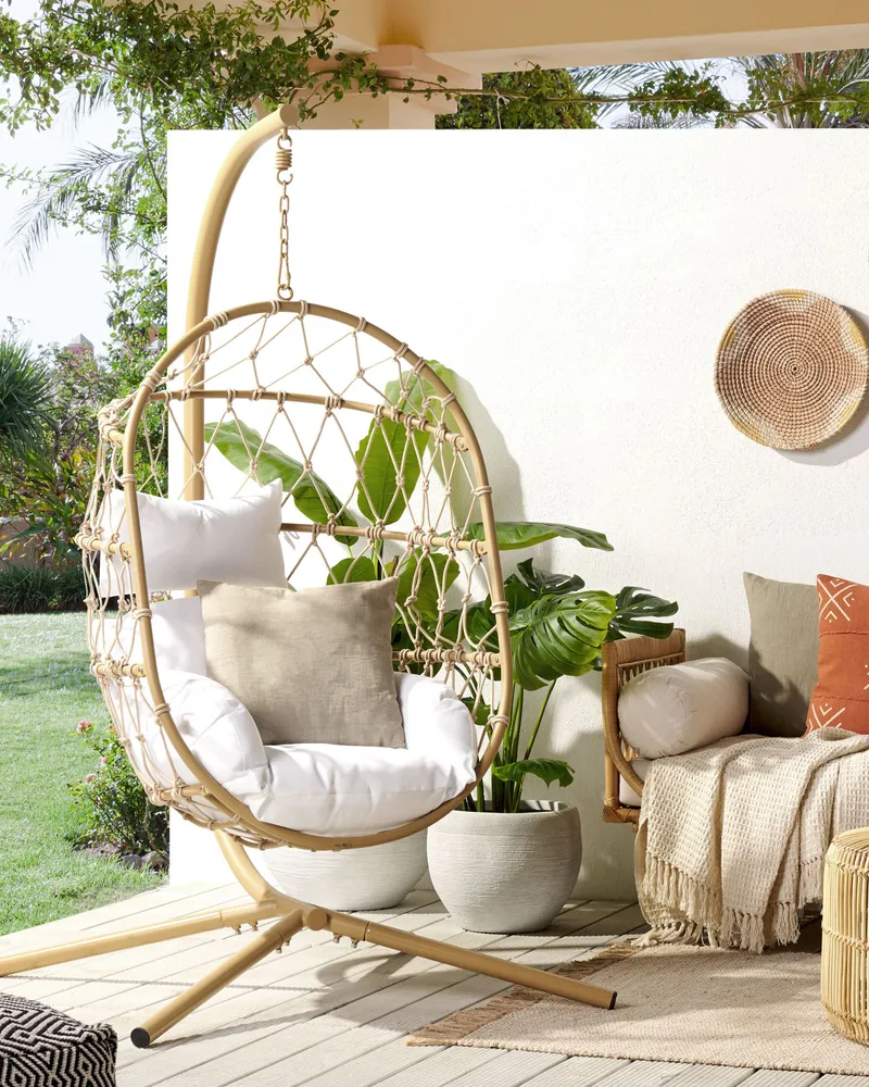 Hanging Chair Stand ADRIA Fabric Cor creme