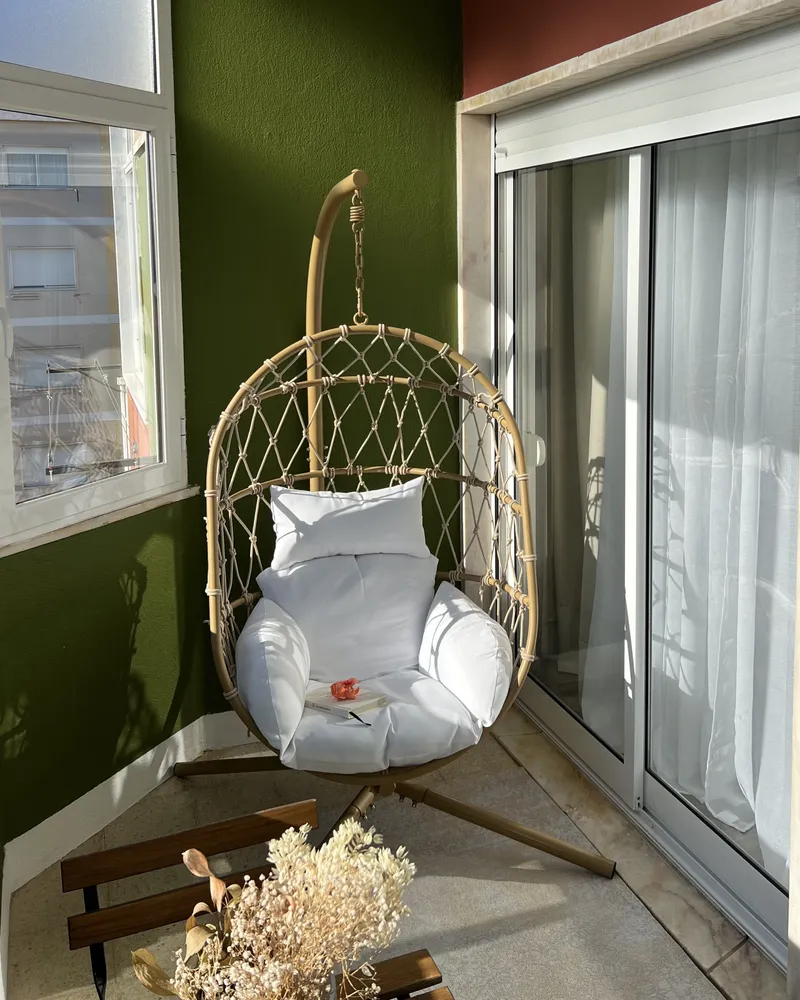 Hanging Chair Stand ADRIA Fabric Cor creme