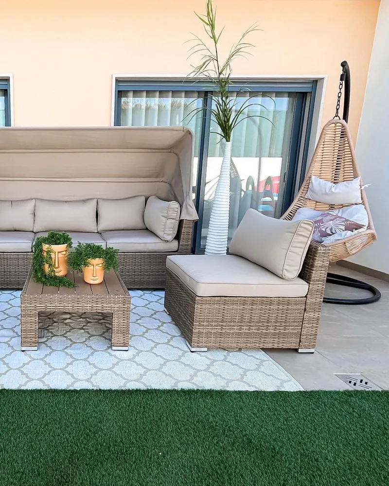 Hanging Chair Stand ATRI PE Rattan Orgânico