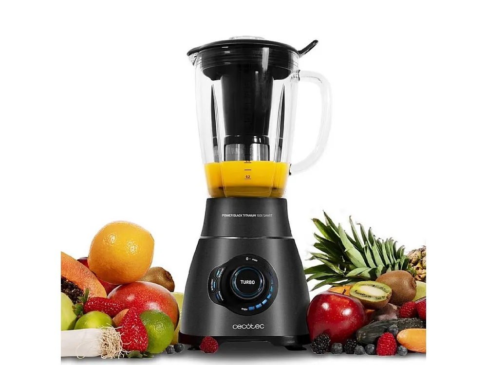 Cecotec Liquidificador americano de copo de 2500 W com lâmina de 6 folhas com revestimento de titânio preto, 3 programas e...