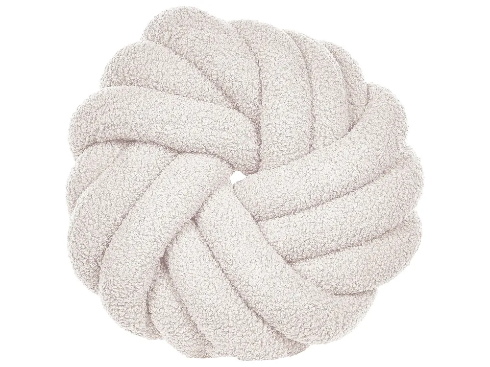 Conjunto de 2 almofadas decorativas com nó em tecido bouclé branco creme 31 x 31 cm AKOLA